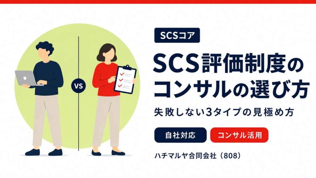 SCS評価制度のコンサルの選び方｜失敗しない3タイプの見極め方｜ハチマルヤ合同会社（808）