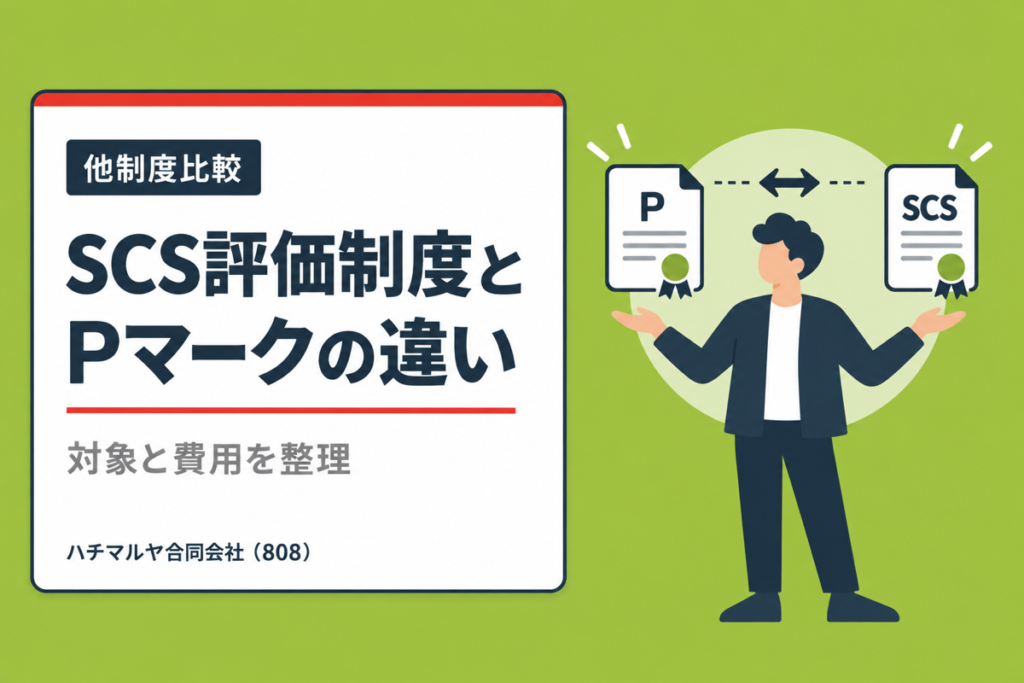 SCS評価制度とPマークの違い｜対象と費用を整理｜ハチマルヤ合同会社（808）