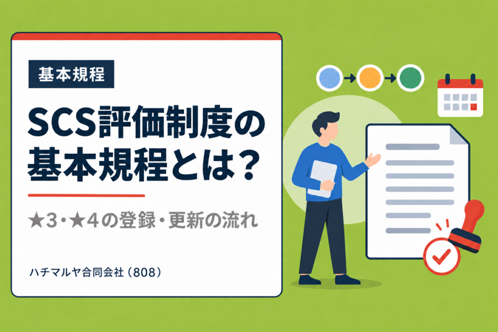 SCS評価制度の基本規程とは？★3・★4の登録・更新の流れ｜ハチマルヤ合同会社（808）