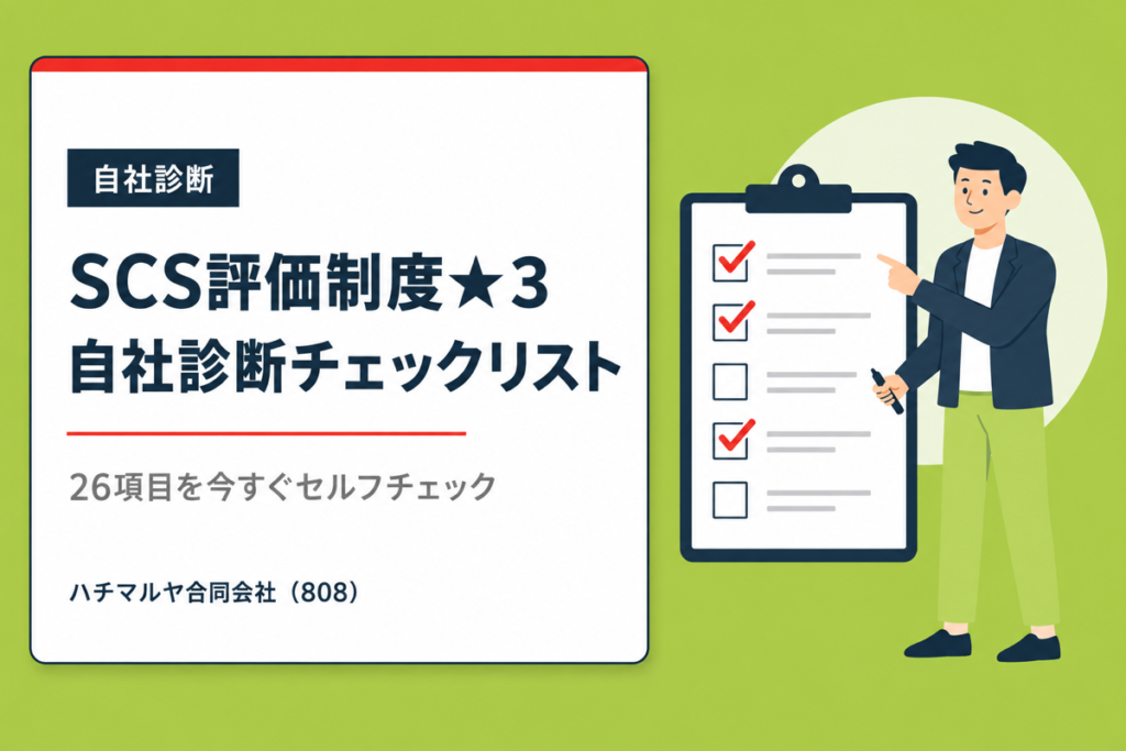 SCS評価制度★3の自社診断チェックリスト26項目｜ハチマルヤ合同会社（808）