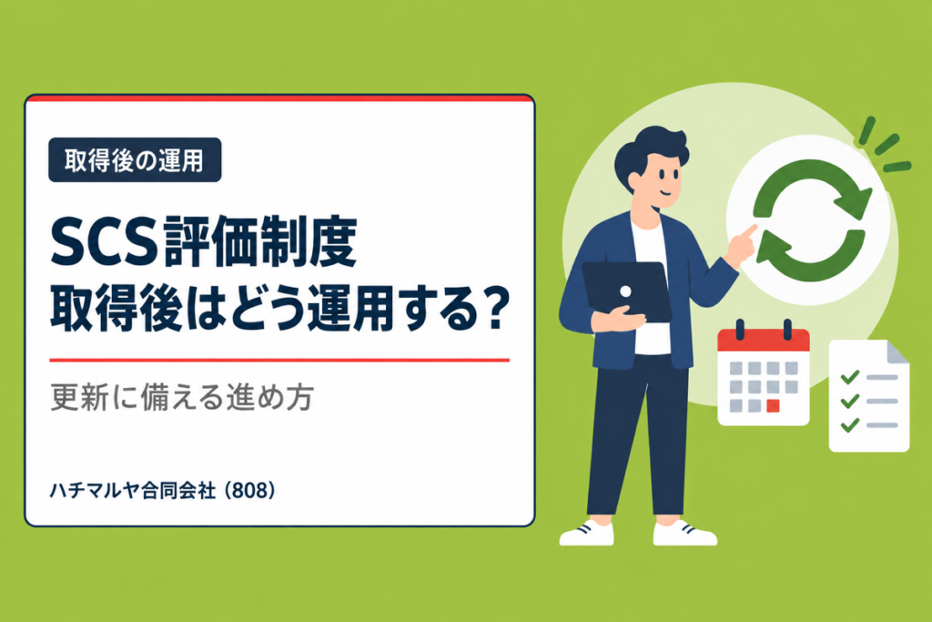 SCS評価制度、取得後はどう運用する？更新に備える進め方｜ハチマルヤ合同会社（808）