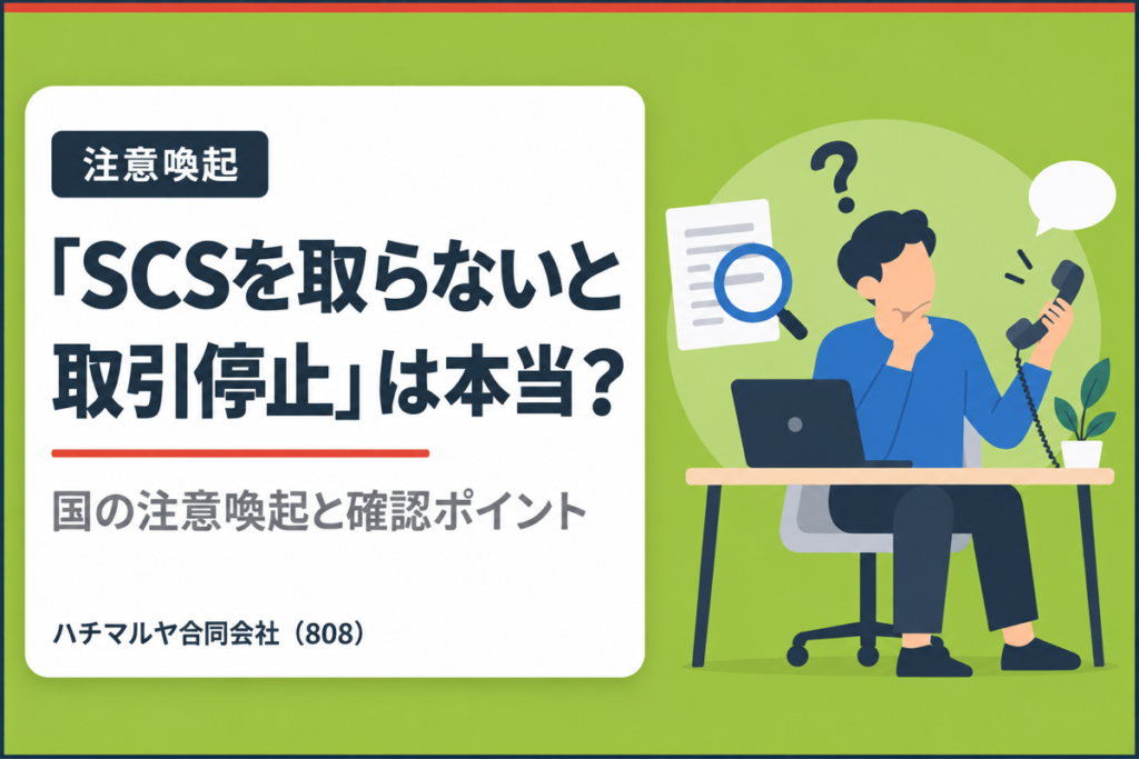 「SCSを取らないと取引停止」は本当？国の注意喚起と確認ポイント｜ハチマルヤ合同会社（808）